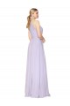 Lilas Trapèze Licou Col Haut Mousseline Longue Formelles Robes demoiselle d'honneur / Robes de soirée / Robes de bal