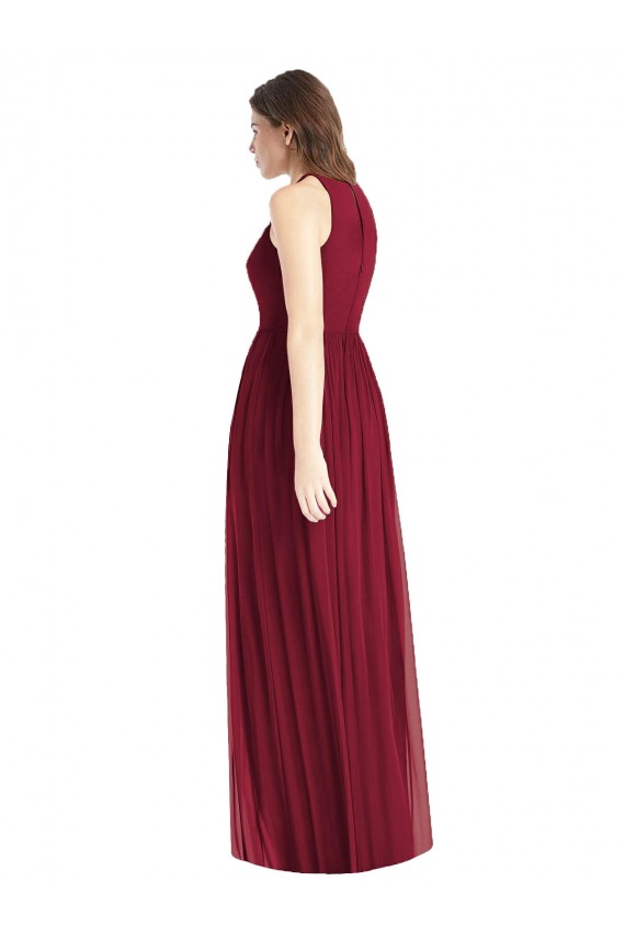 Lilas Trapèze Licou Mousseline Longue Robes demoiselle d'honneur