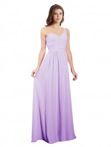 Lilas Trapèze Mousseline Longue Robes demoiselle d'honneur