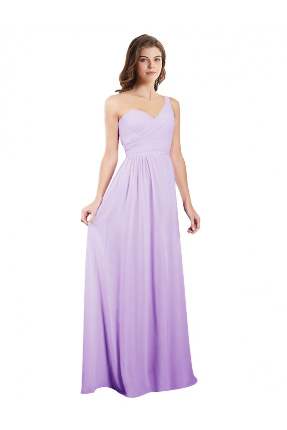 Lilas Trapèze Mousseline Longue Robes demoiselle d'honneur