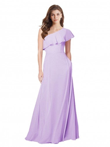 Lilas Trapèze Mousseline Longue Robes demoiselle d'honneur
