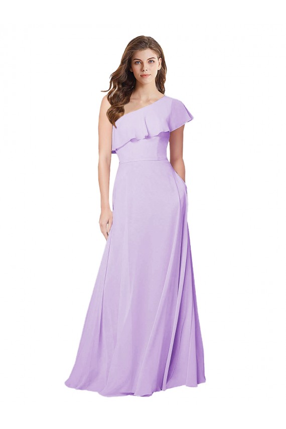 Lilas Trapèze Mousseline Longue Robes demoiselle d'honneur