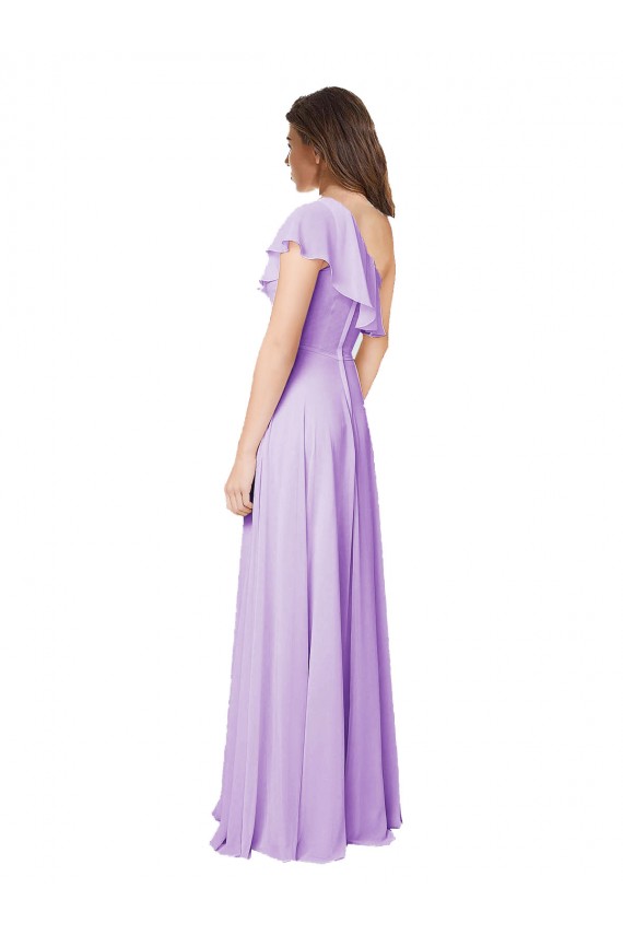 Lilas Trapèze Mousseline Longue Robes demoiselle d'honneur