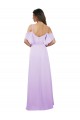 Lilas Trapèze Épaule Dénudée Bretelles spaghetti Mousseline Longue Robes demoiselle d'honneur