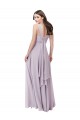 Lueur rose Trapèze Col V Mousseline Longue Robes demoiselle d'honneur