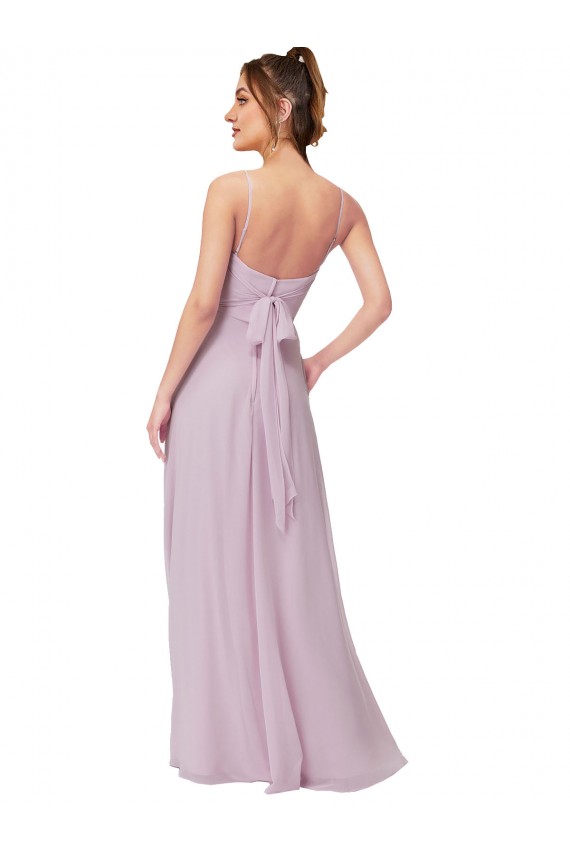 Lueur rose Trapèze Mousseline Longue Robes demoiselle d'honneur