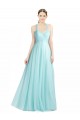 Menthe verte Trapèze Bretelles spaghetti Tulle Longue Robes demoiselle d'honneur