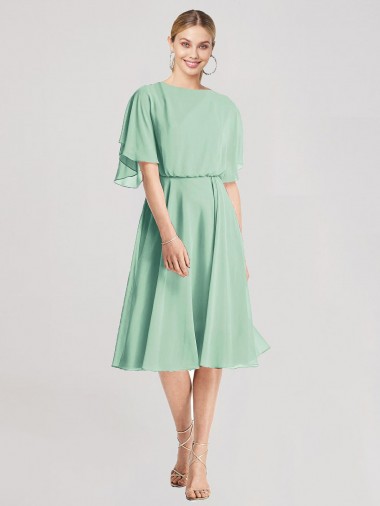 Menthe verte Trapèze Mousseline Courte Robes demoiselle d'honneur