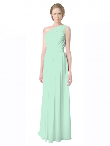 Menthe verte Trapèze Mousseline Longue Robes demoiselle d'honneur