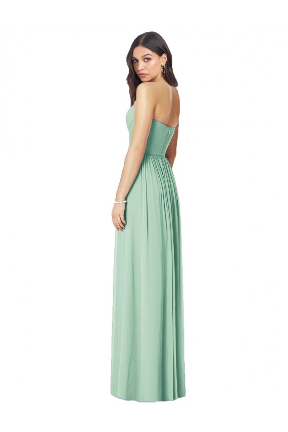 Menthe verte Trompette Sans bretelle Mousseline Longue Robes demoiselle d'honneur