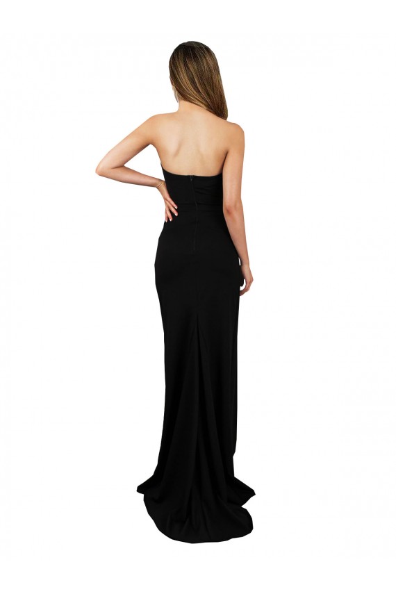 Noir Colonne Sans bretelle Col Haut Crêpe Stretch Longue Formelles Robes demoiselle d'honneur / Robes de soirée / Robes de bal