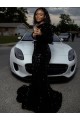 Noir Fourreau Balayage train Paillettes Velours Longue Robes de bal