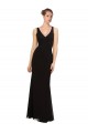 Noir Fourreau Col V Mousseline Longue Robes demoiselle d'honneur