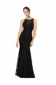 Noir Fourreau Col bijou Dentelle Longue Robes demoiselle d'honneur