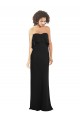 Noir Fourreau Sans bretelle Mousseline Longue Robes demoiselle d'honneur