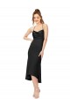 Noir Fourreau midi Satiné Soyeux Courte Asymétrique Robes demoiselle d'honneur / Robes de soirée / Robes de cocktail