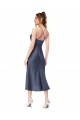 Noir Fourreau midi Satiné Soyeux Courte Asymétrique Robes demoiselle d'honneur / Robes de soirée / Robes de cocktail