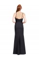 Noir Sirène Bretelles spaghetti Col V Crêpe Stretch Longue Robes demoiselle d'honneur / Robes de bal