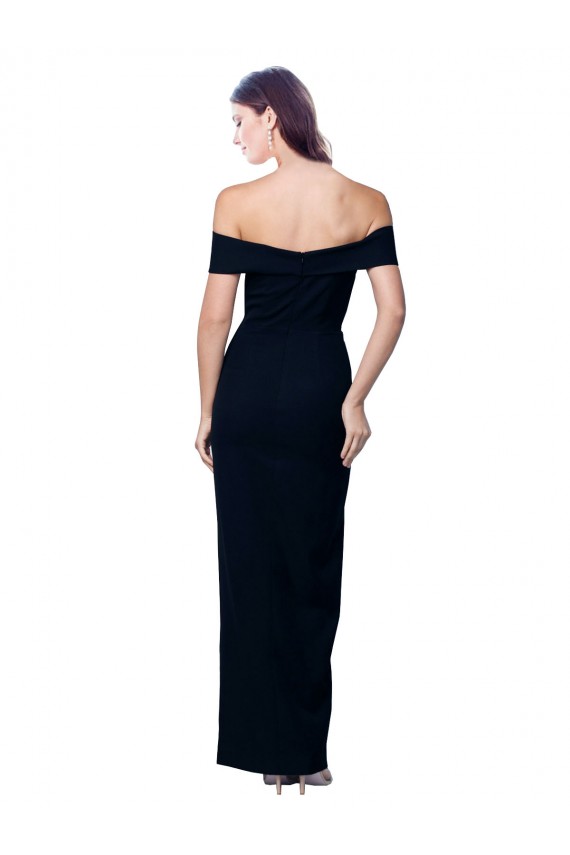 Noir Sirène Épaule Dénudée Crêpe Stretch Longue Formelles Robes demoiselle d'honneur / Robes de soirée / Robes de bal