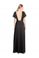 Noir Trapèze Col V Satiné Stretch Longue Formelles Robes demoiselle d'honneur / Robes de soirée / Robes de bal