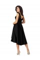 Noir Trapèze Illusion midi Satiné Dentelle Courte Asymétrique Robes demoiselle d'honneur / Robes de cocktail
