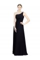 Noir Trapèze Mousseline Longue Robes demoiselle d'honneur