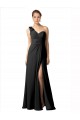 Noir Trapèze Mousseline Longue Robes demoiselle d'honneur