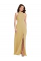 Or Trapèze Licou Mousseline Longue Robes demoiselle d'honneur