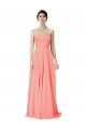 Peach Trapèze Sans bretelle Mousseline Longue Robes demoiselle d'honneur