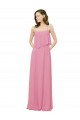 Peau Rose Trapèze Bretelles spaghetti Mousseline Longue Robes demoiselle d'honneur