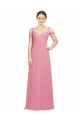 Peau Rose Trapèze Épaule Dénudée Mousseline Longue Robes demoiselle d'honneur