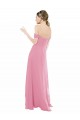 Peau Rose Trapèze Épaule Dénudée Mousseline Longue Robes demoiselle d'honneur