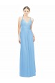 Periwinkle Trapèze Bretelles spaghetti Col V Mousseline Longue Robes demoiselle d'honneur