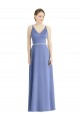 Periwinkle Trapèze Bretelles spaghetti Col V Satiné Longue Robes demoiselle d'honneur