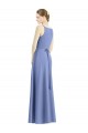 Periwinkle Trapèze Bretelles spaghetti Col V Satiné Longue Robes demoiselle d'honneur