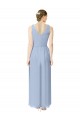 Periwinkle Trapèze Col V Mousseline Longue Robes demoiselle d'honneur