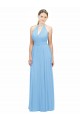 Periwinkle Trapèze Licou Mousseline Longue Robes demoiselle d'honneur