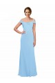 Periwinkle Trapèze Épaule Dénudée Bretelles spaghetti Mousseline Longue Robes demoiselle d'honneur