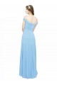 Periwinkle Trapèze Épaule Dénudée Bretelles spaghetti Mousseline Longue Robes demoiselle d'honneur