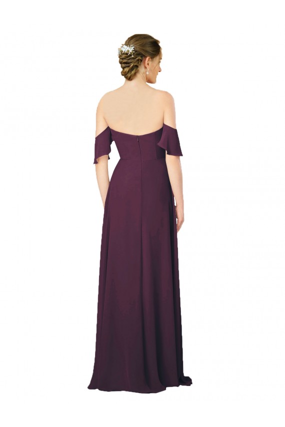 Pourpre Fourreau Mousseline Longue Robes demoiselle d'honneur