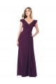 Pourpre Trapèze Col V Mousseline Longue Robes demoiselle d'honneur