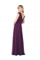 Pourpre Trapèze Col V Mousseline Longue Robes demoiselle d'honneur
