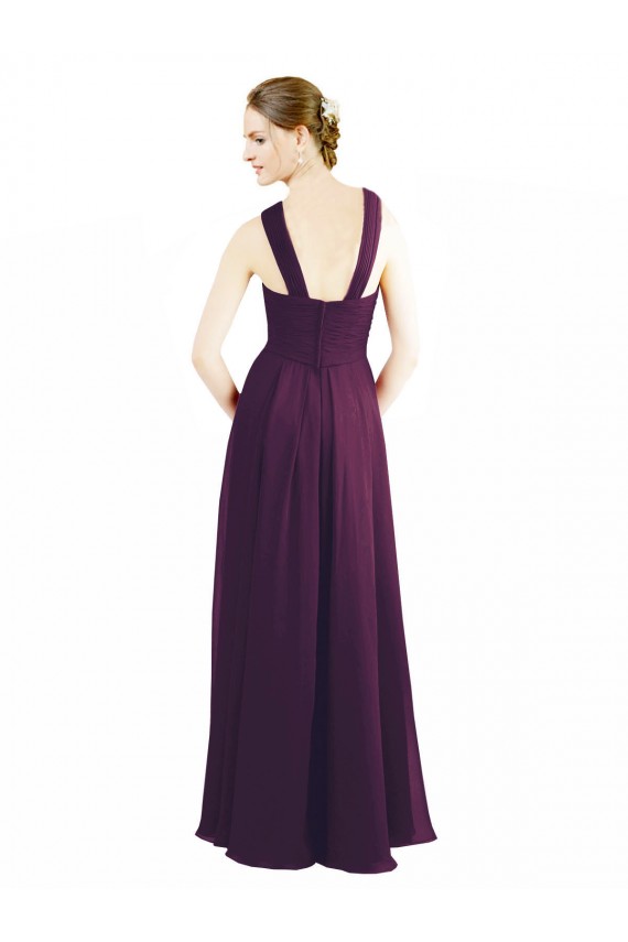 Pourpre Trapèze Licou Mousseline Longue Robes demoiselle d'honneur