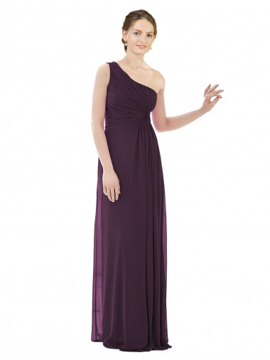 Pourpre Trapèze Mousseline Longue Robes demoiselle d'honneur
