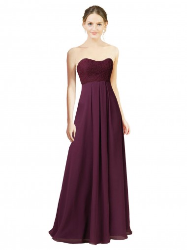 Pourpre Trapèze Mousseline Longue Robes demoiselle d'honneur