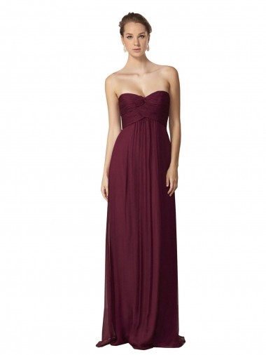 Pourpre Trapèze Mousseline Longue Robes demoiselle d'honneur
