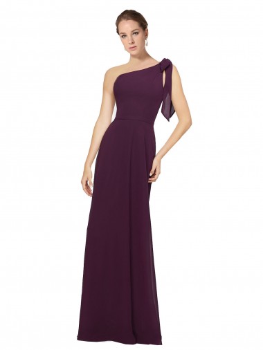 Pourpre Trapèze Mousseline Longue Robes demoiselle d'honneur