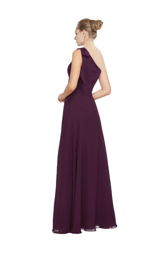 Pourpre Trapèze Mousseline Longue Robes demoiselle d'honneur