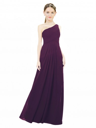 Pourpre Trapèze Mousseline Longue Robes demoiselle d'honneur