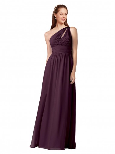 Pourpre Trapèze Mousseline Longue Robes demoiselle d'honneur